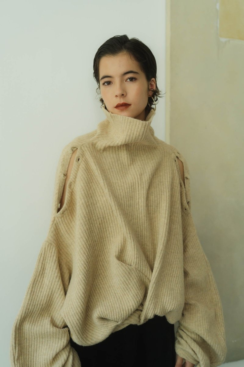 2way unique high neck knit/beige | KNUTH MARF