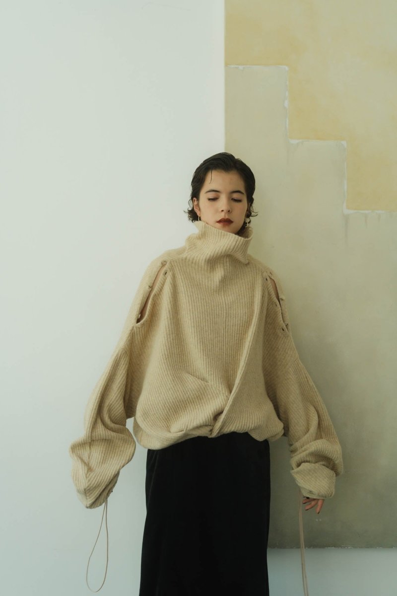 2way unique high neck knit/beige | KNUTH MARF