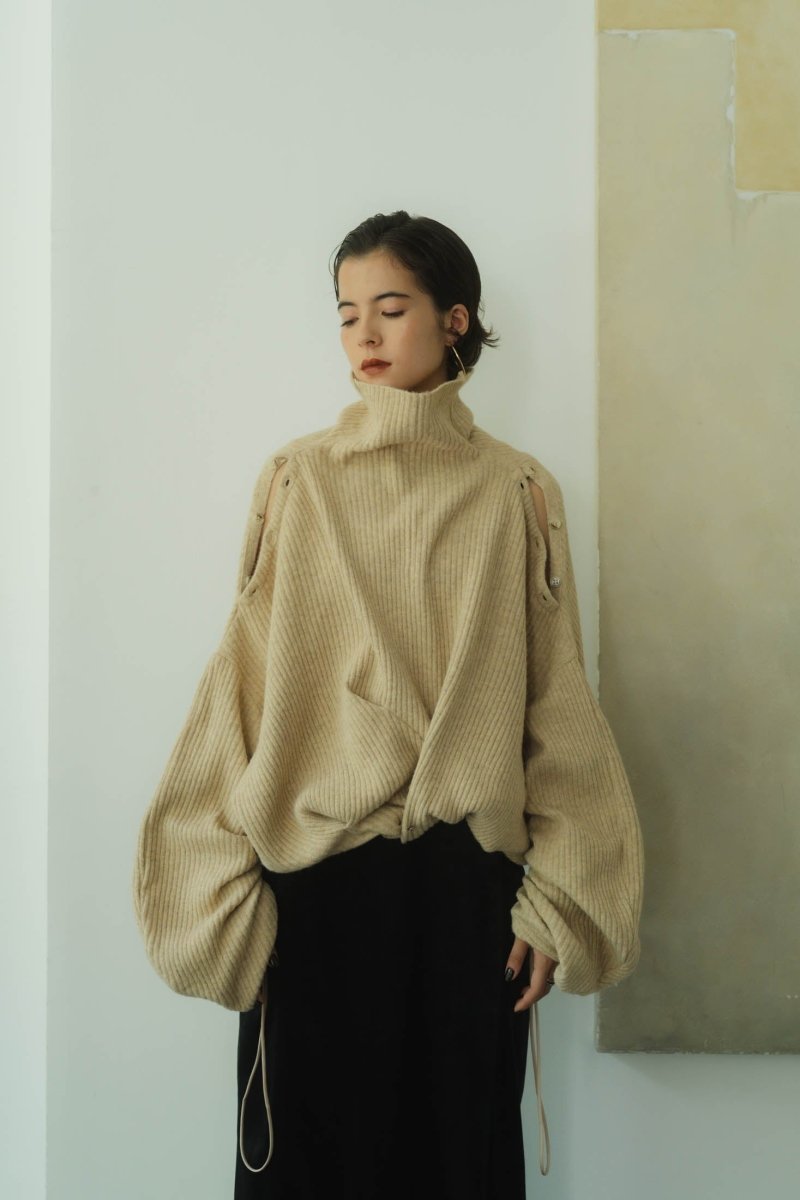 2way unique high neck knit/beige | KNUTH MARF