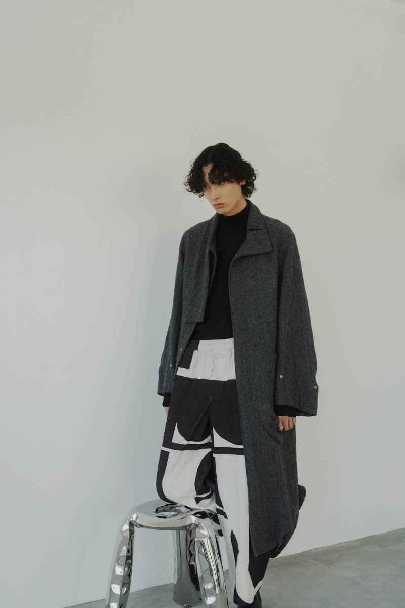 2way wool long coat(unisex)/gray