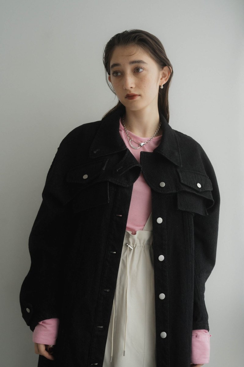 3way denim trench coat/black