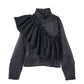 4way sheer frills blouse/black - KNUTH MARF