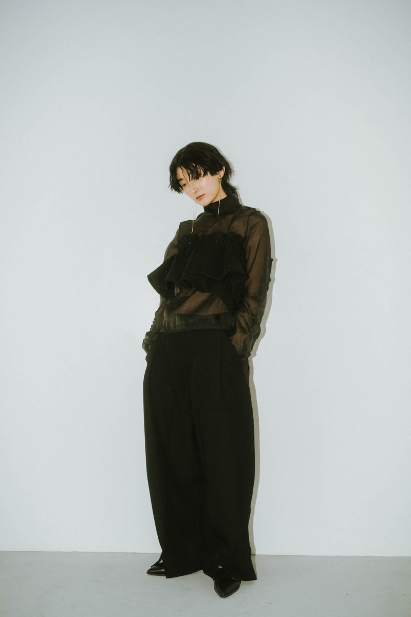 4way sheer frills blouse/black | KNUTH MARF