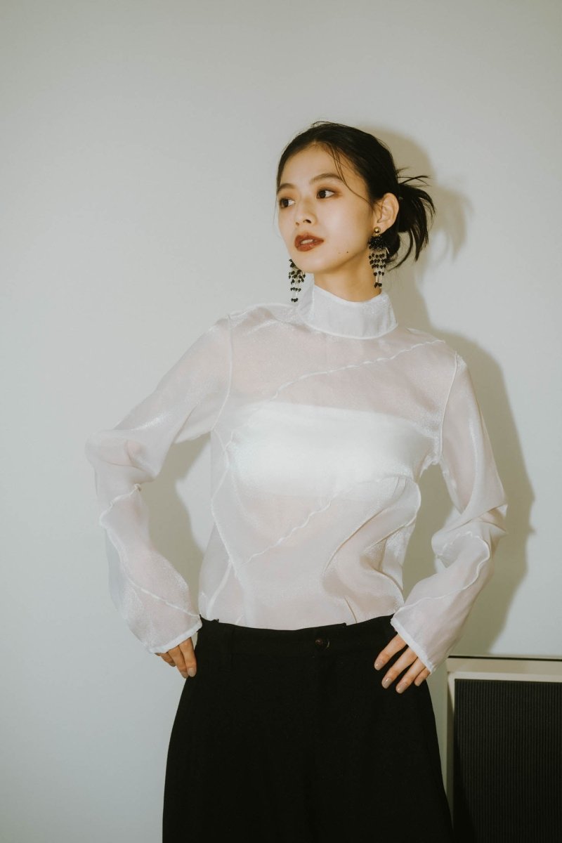 4way sheer frills blouse/white | KNUTH MARF