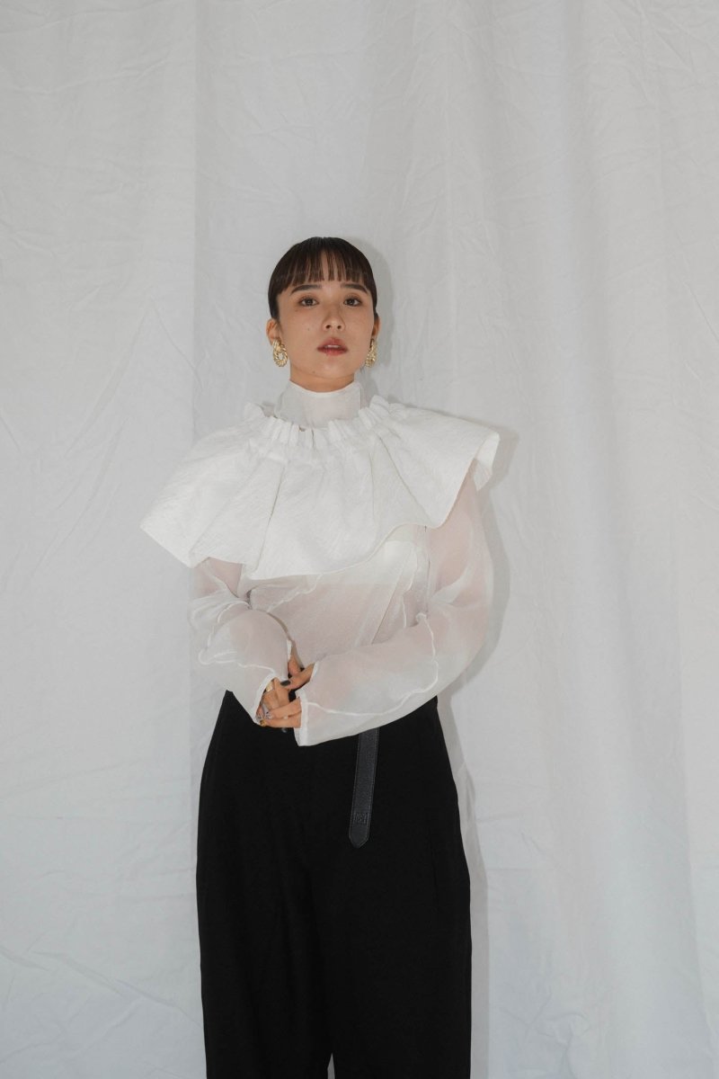 4way sheer frills blouse/white | KNUTH MARF