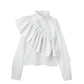4way sheer frills blouse/white - KNUTH MARF