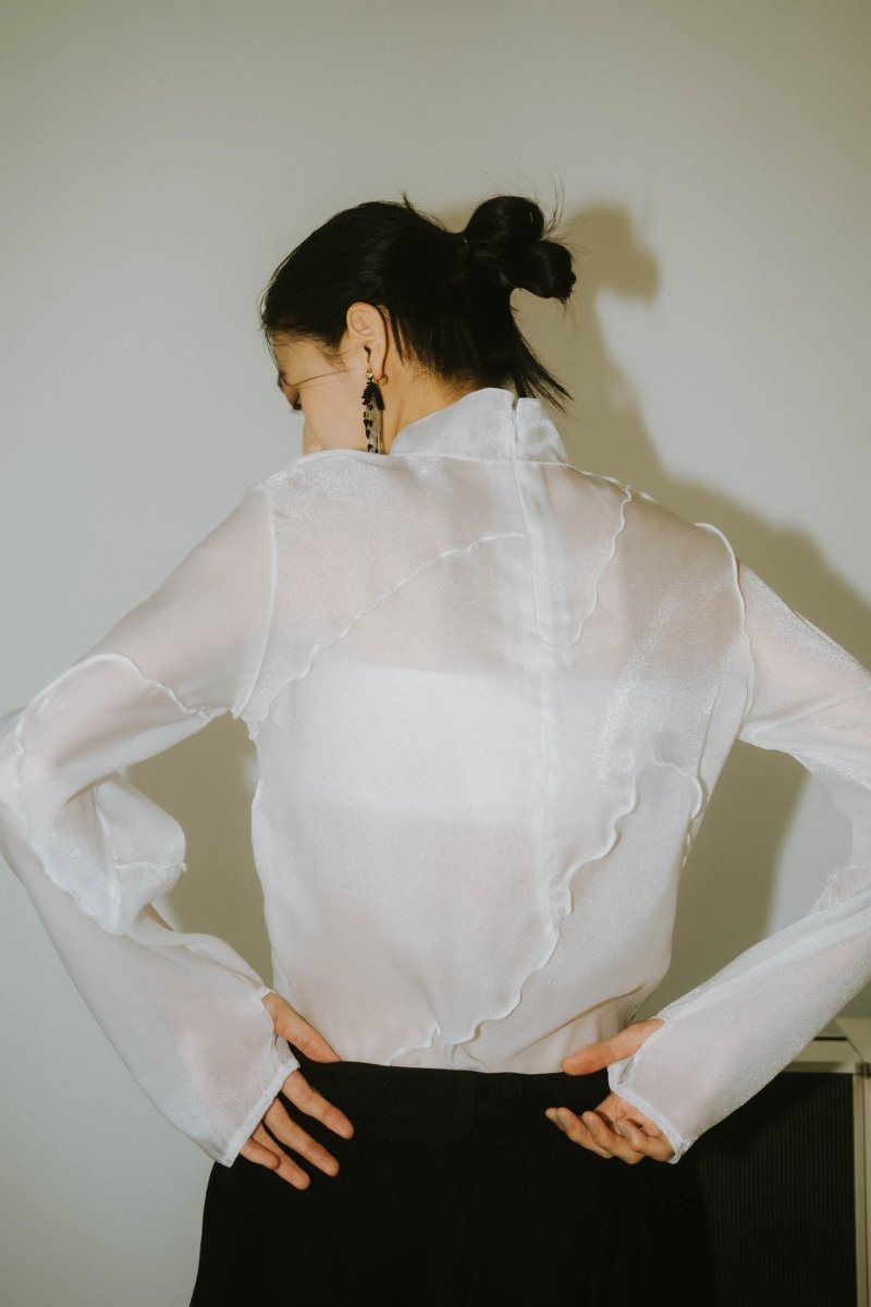 4way sheer frills blouse/white | KNUTH MARF