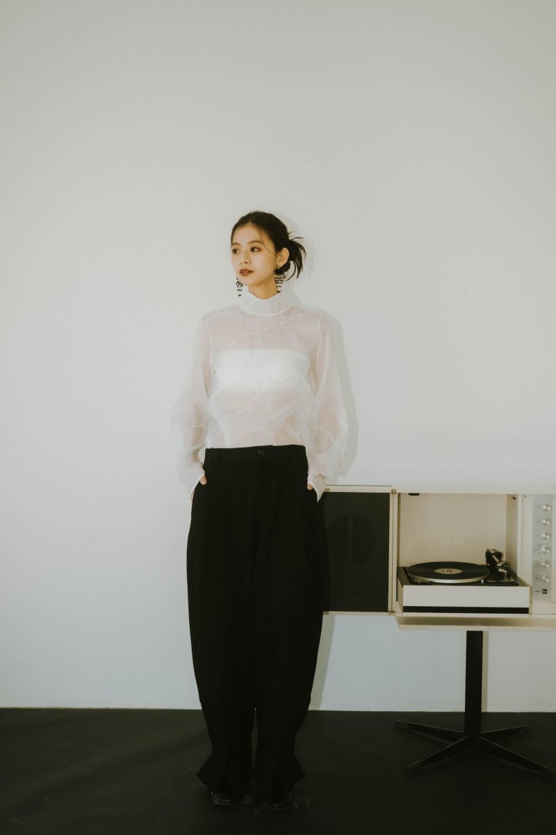 4way sheer frills blouse/white | KNUTH MARF