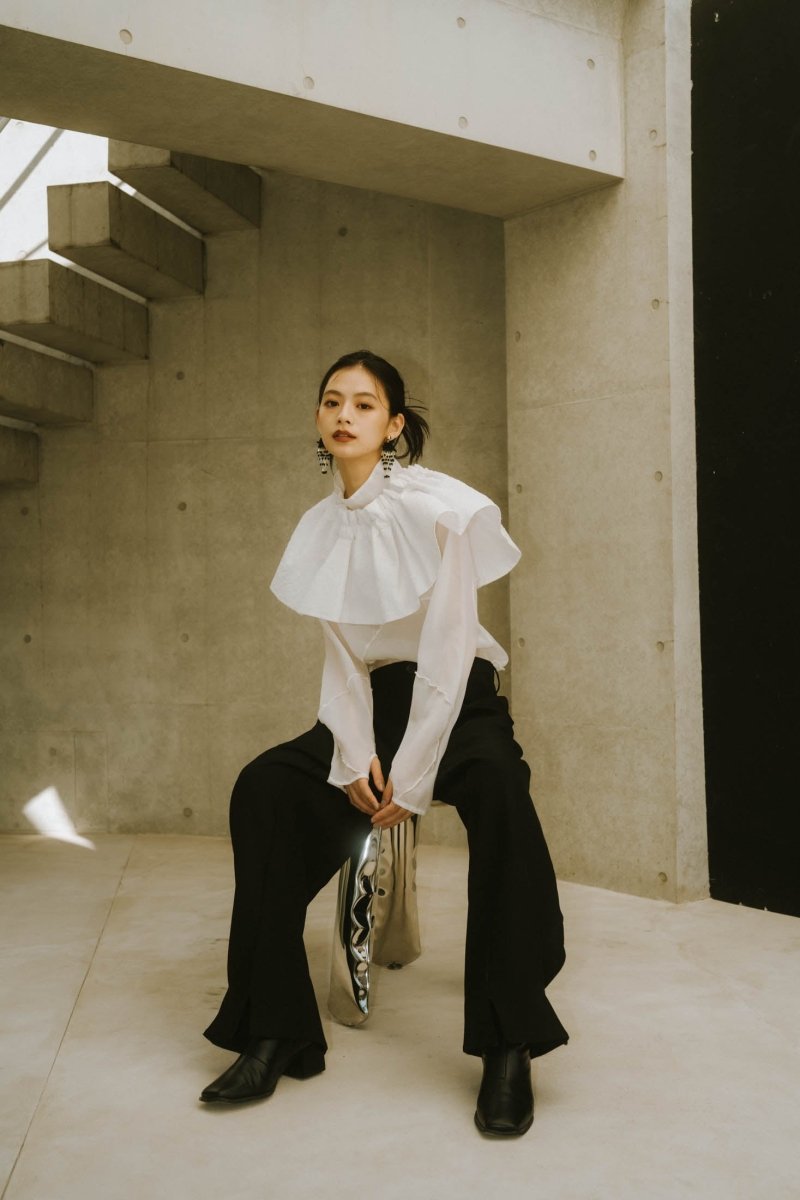 4way sheer frills blouse/white | KNUTH MARF