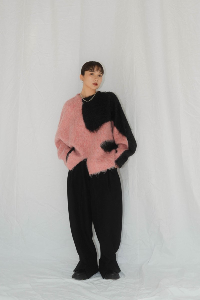 accent knit pullover(unisex)/pinkblack - KNUTH MARF