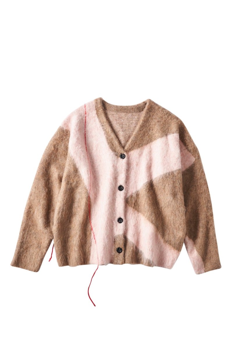 accent mohair cardigan(unisex)/beigepink