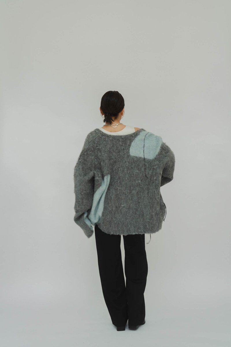 accent mohair cardigan(unisex)/graysky - KNUTH MARF