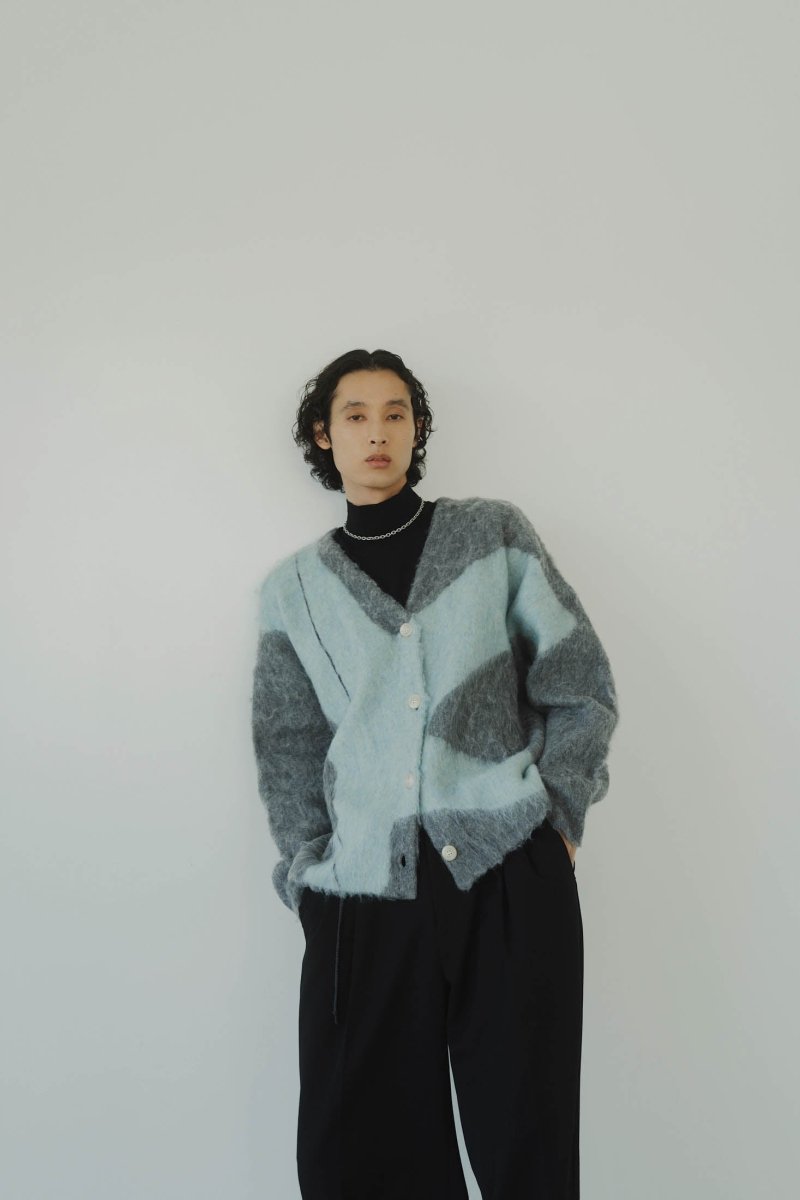 accent mohair cardigan(unisex)/graysky - KNUTH MARF