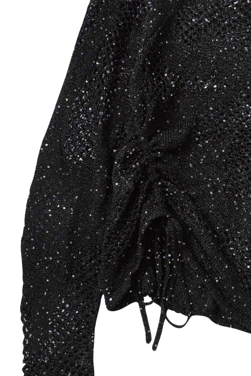 asymmetry sheer lamé knit/black