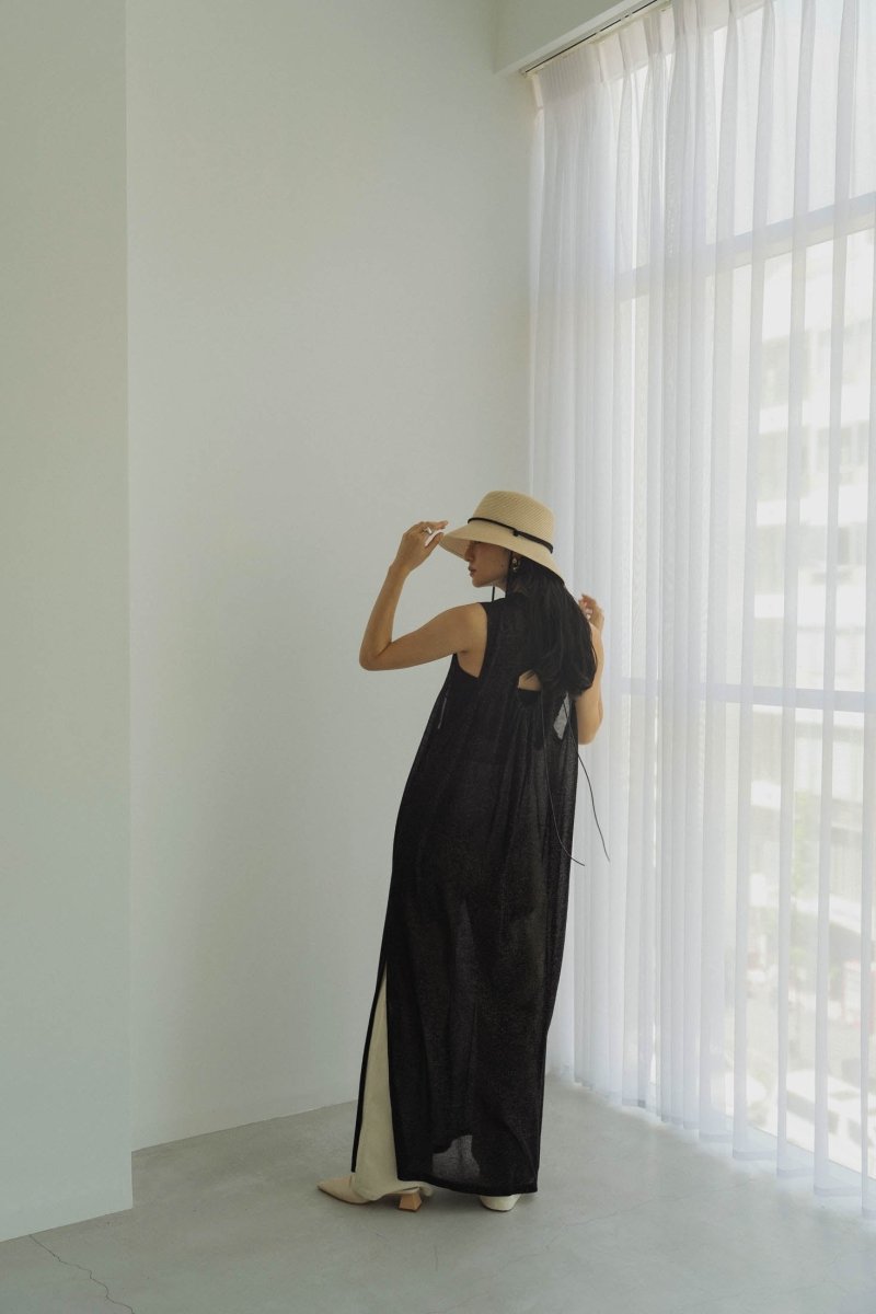 back open lamé one piece/black - KNUTH MARF