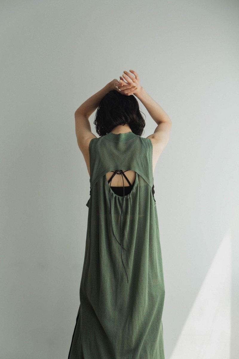back open lamé one piece/green - KNUTH MARF