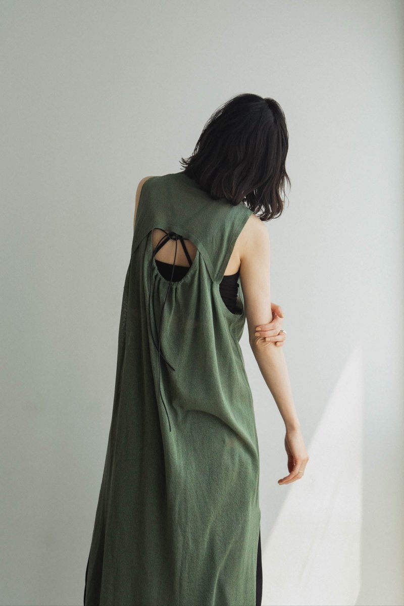 Knuth Marf】back open sheer dress - ロングワンピース