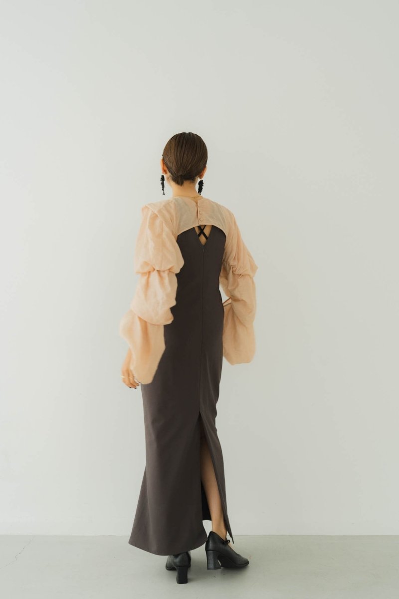 balloon bolero one piece/charcoalbeige