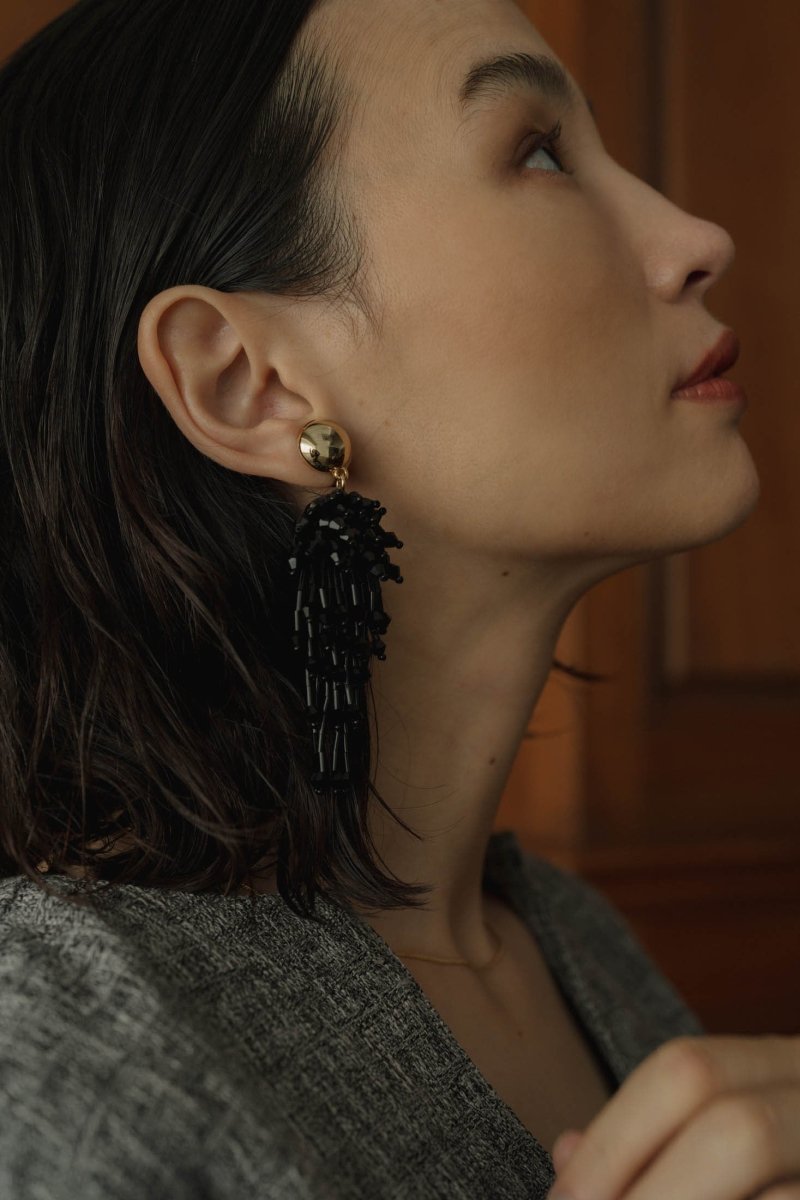 beads earring/black - KNUTH MARF