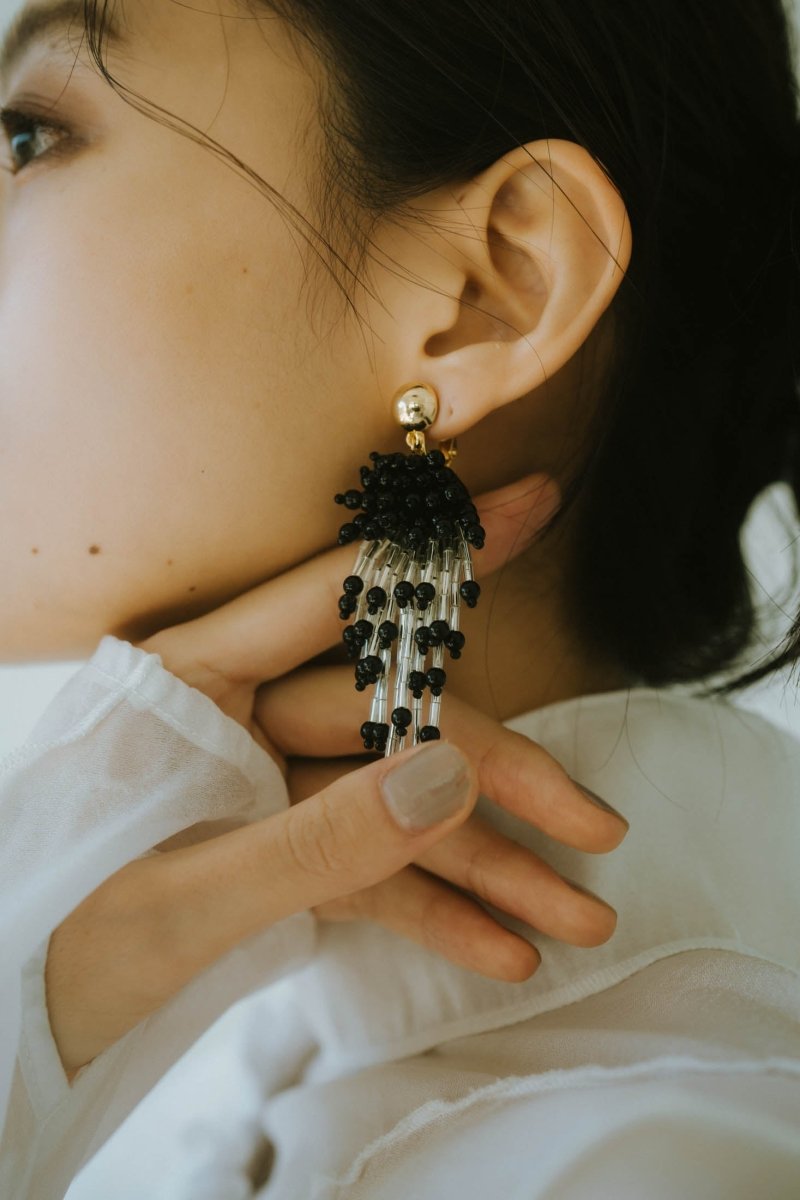 beads pierced earrings/blackmix | KNUTH MARF