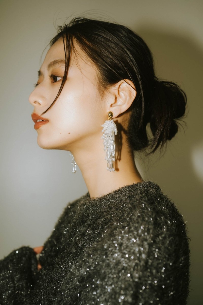 beads pierced earrings/whitemix | KNUTH MARF