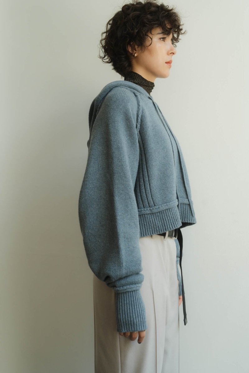 cropped knit hoodie/2color - KNUTH MARF