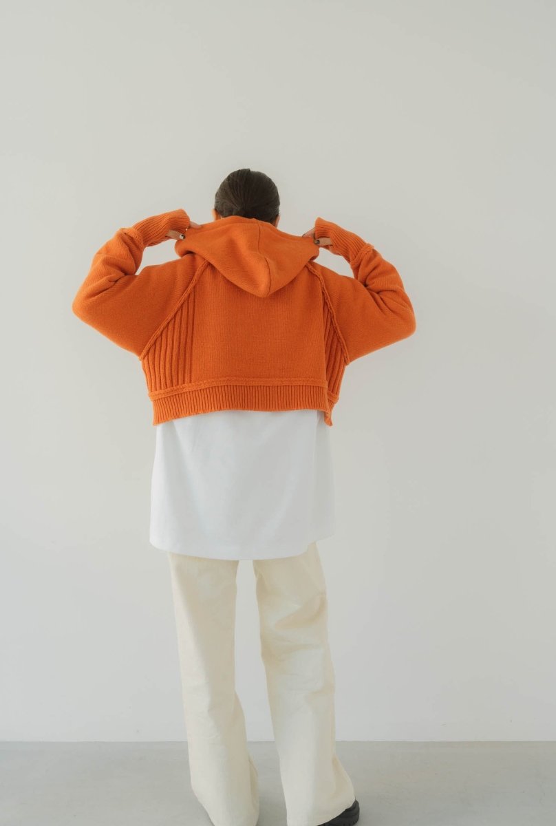 cropped knit hoodie/2color - KNUTH MARF