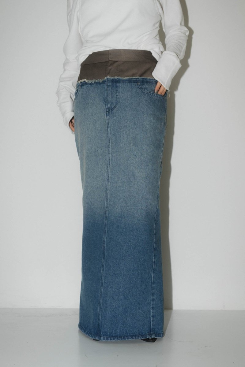 docking maxi denim skirt/2color