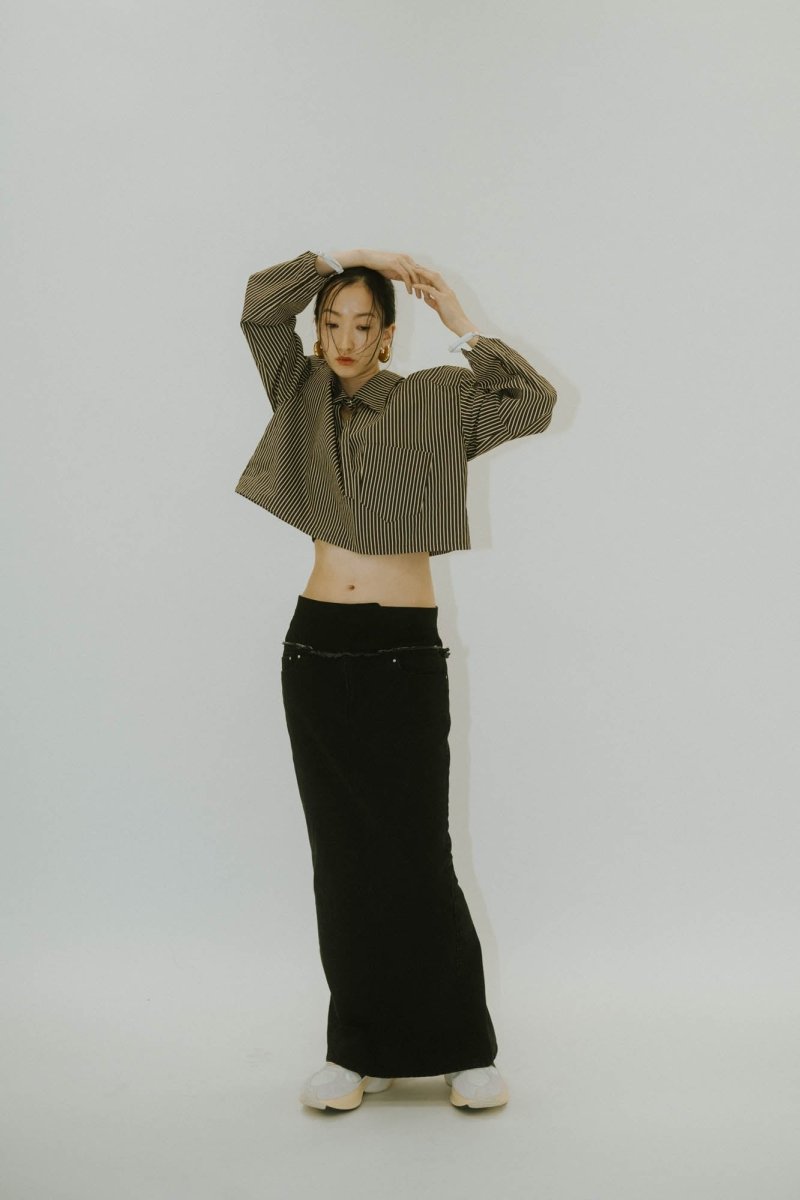 docking maxi denim skirt/2color