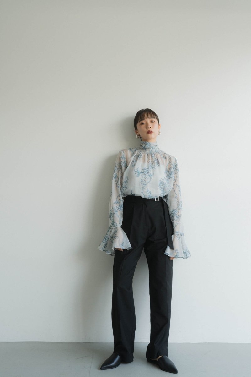 embroidery sheer blouse/ice blue | KNUTH MARF