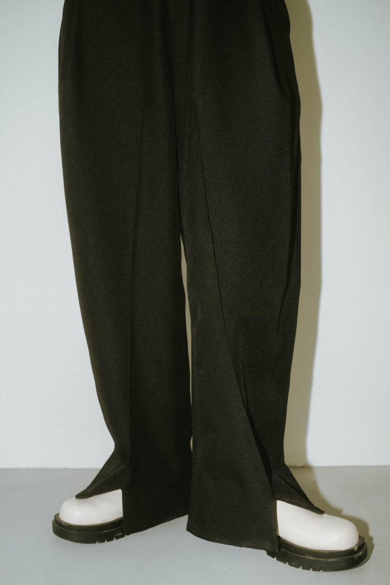 front slit pants(unisex)/black
