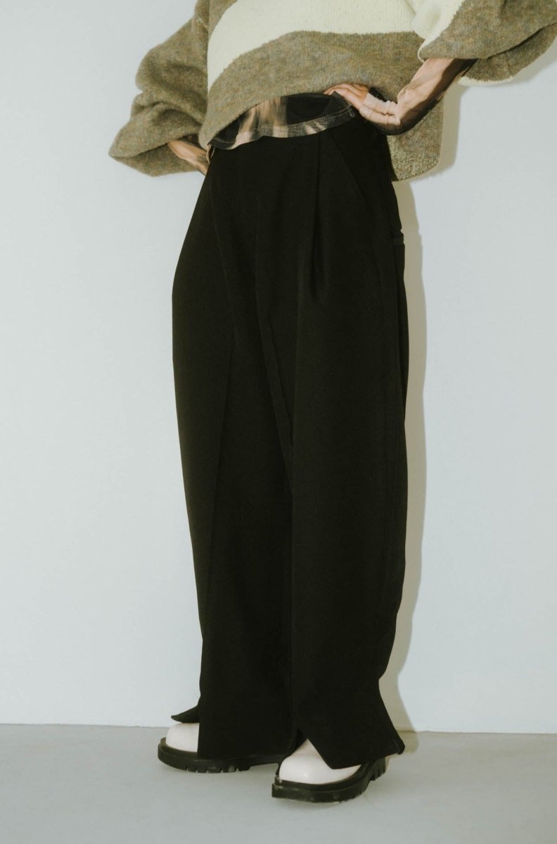 front slit pants(unisex)/black