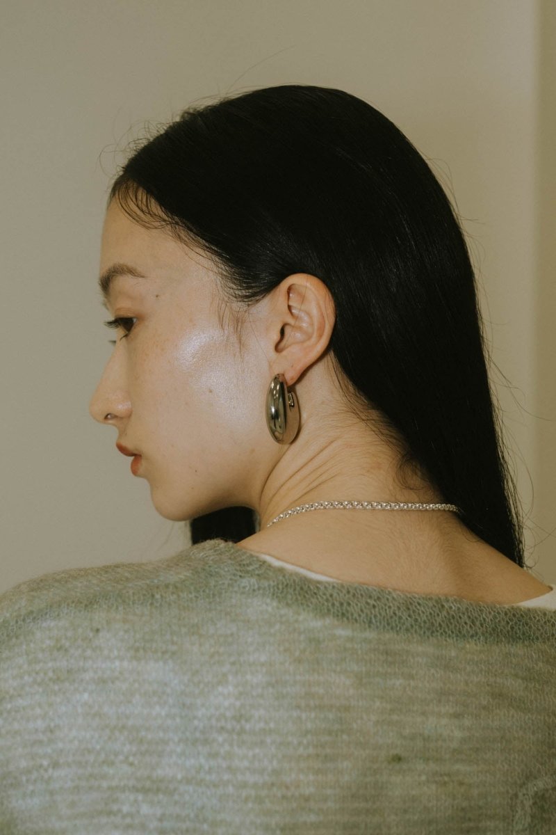 half moon pierced earrings/2color