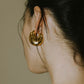 half moon pierced earrings/2color - KNUTH MARF