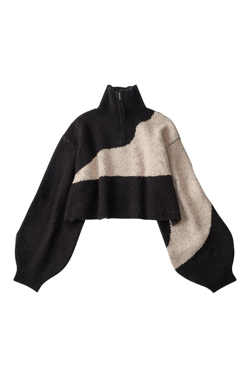 half zip bicolor knit/blackivory - KNUTH MARF