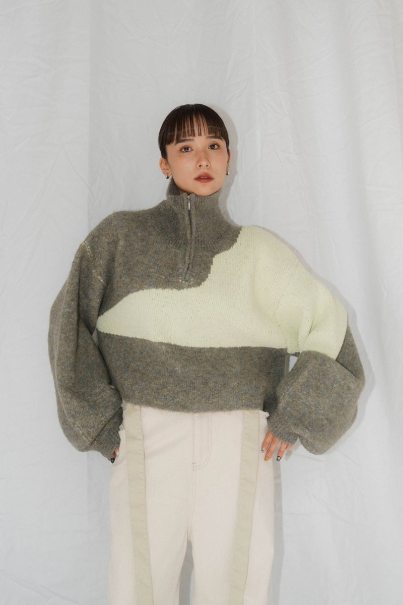 half zip bicolor knit/graylime - KNUTH MARF