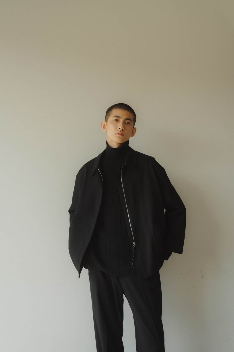 -high end- design slit wool shirt jacket/black - KNUTH MARF