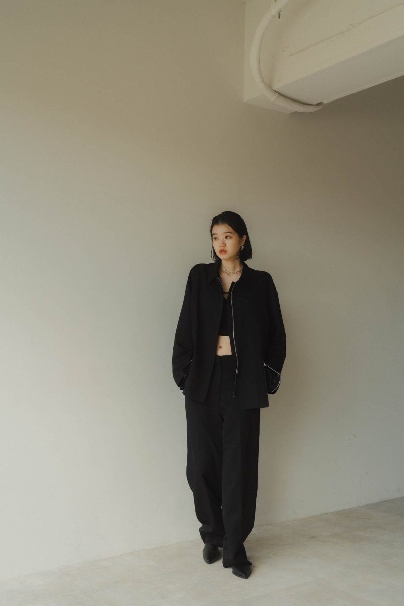 high end- design slit wool shirt jacket/black | KNUTH MARF