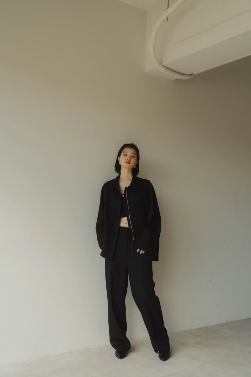 high end- design slit wool shirt jacket/black | KNUTH MARF