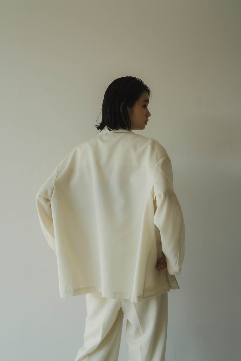 high end- design slit wool shirt jacket/cream | KNUTH MARF