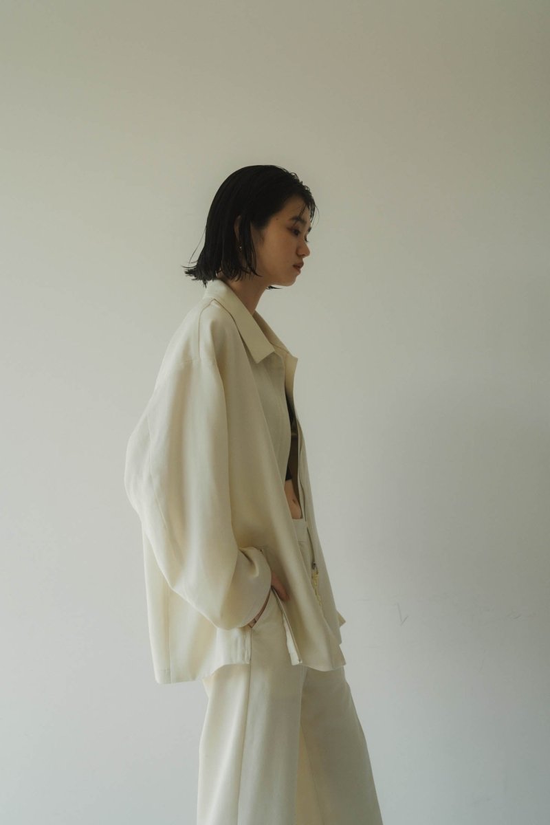 -high end- design slit wool shirt jacket/cream - KNUTH MARF