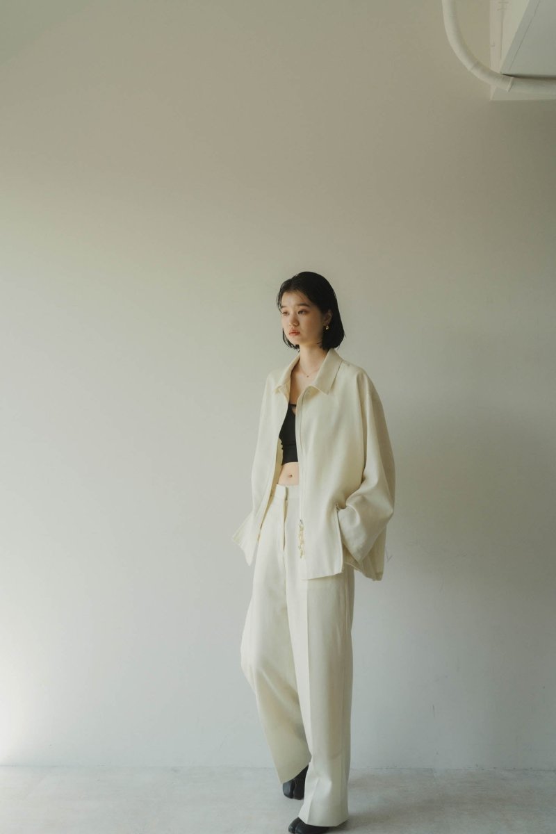 high end- design slit wool shirt jacket/cream | KNUTH MARF