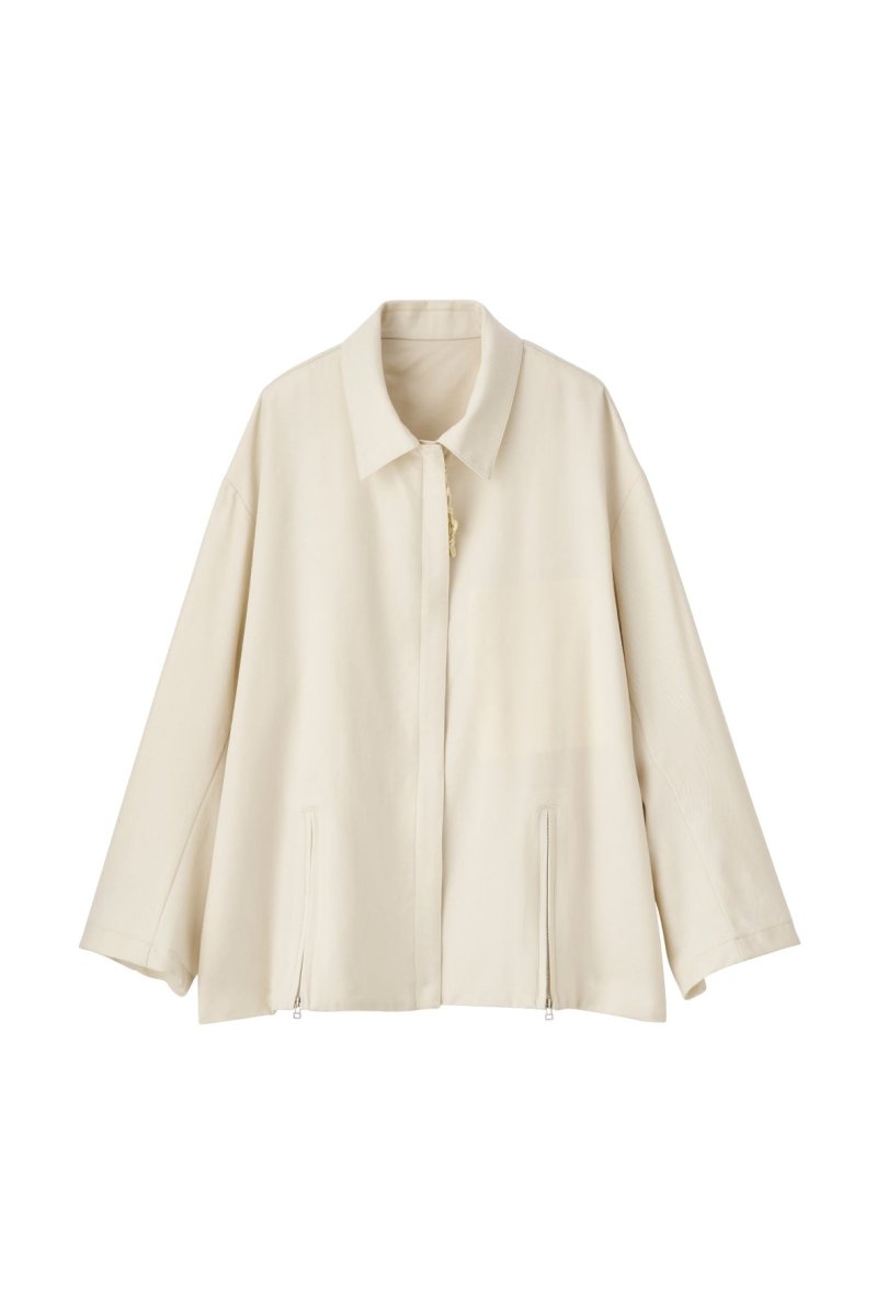 -high end- design slit wool shirt jacket/cream - KNUTH MARF