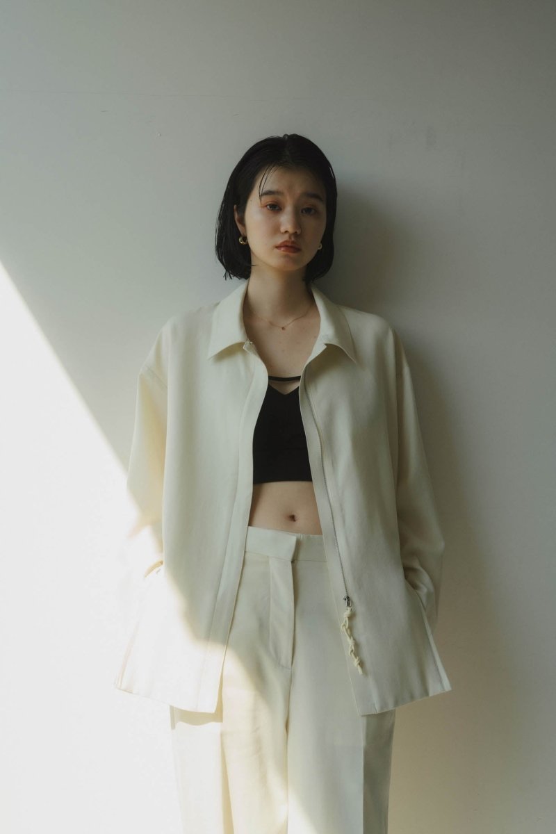 -high end- design slit wool shirt jacket/cream - KNUTH MARF