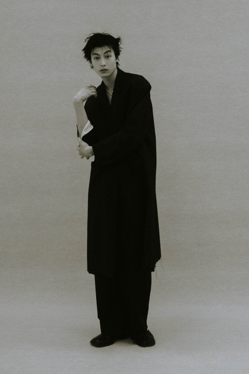 -high end- oversize long chester coat(unisex)/black