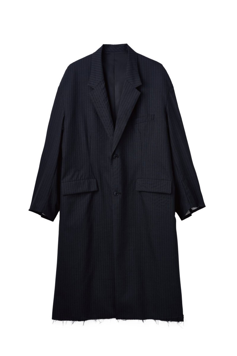 -high end- oversize long chester coat(unisex)/stripe