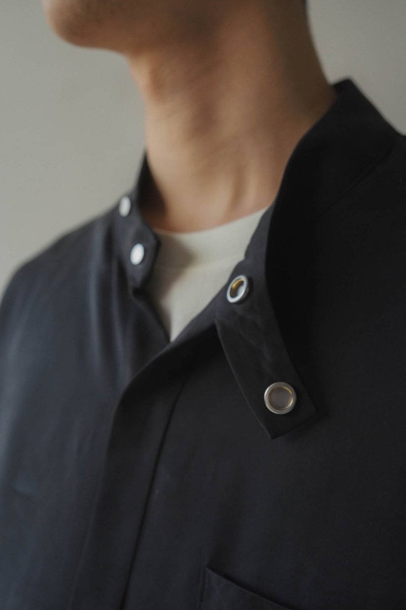 high end- stand collar cupra shirt/black(unisex) | KNUTH MARF