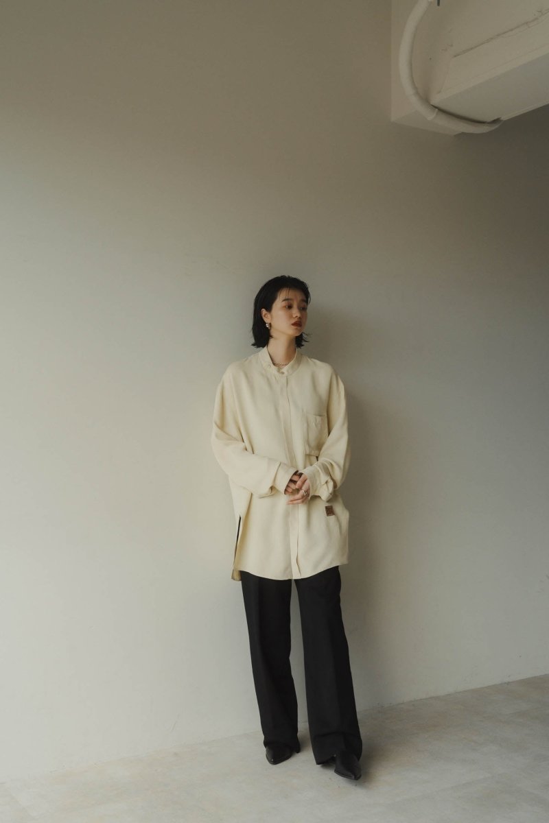 -high end- stand collar cupra shirt/ivory(unisex）