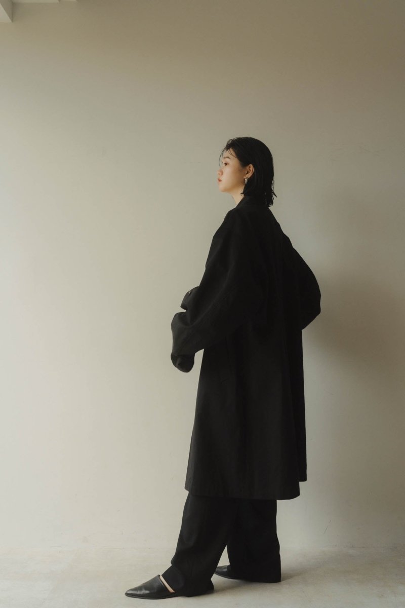 -high end- washer long soutien collar coat/black