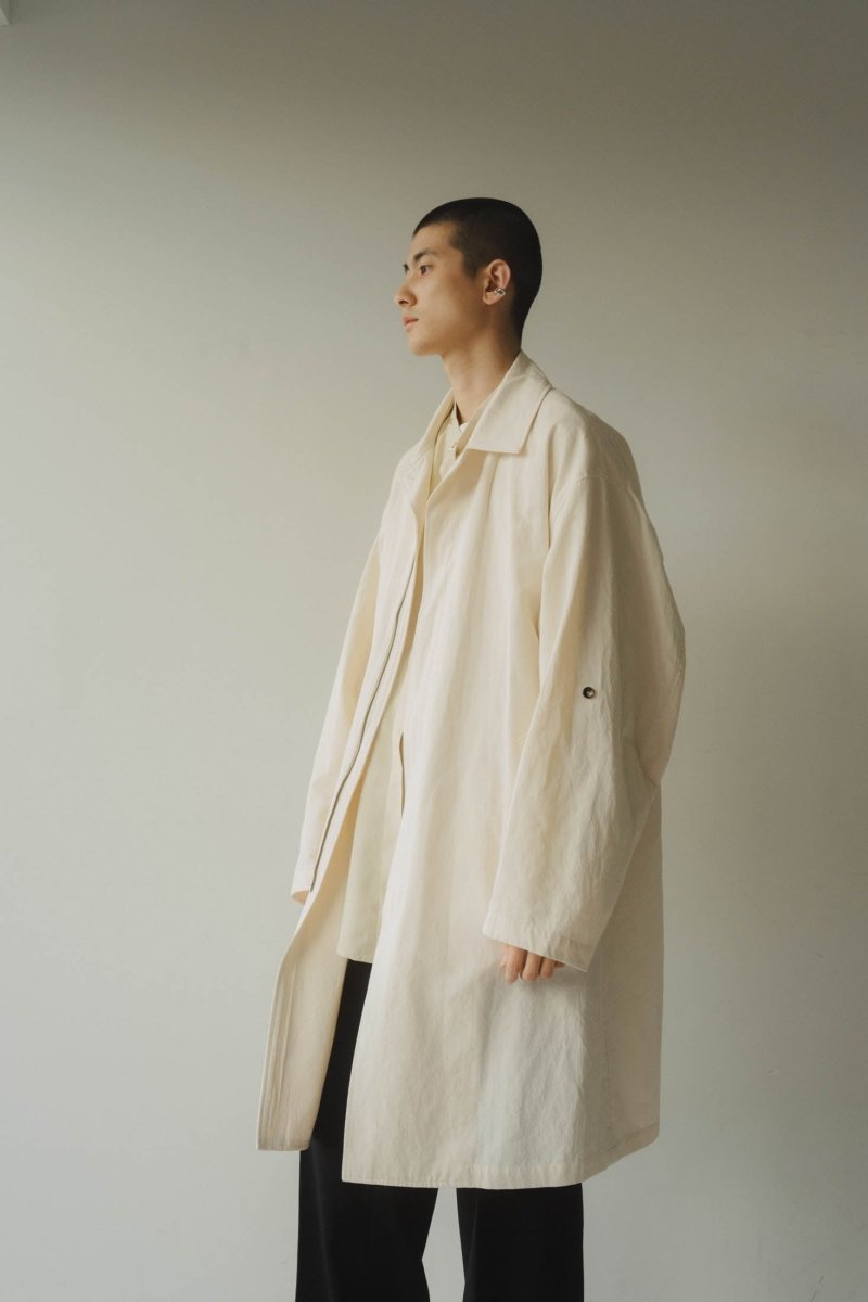 high end- washer long soutien collar coat/ivory | KNUTH MARF